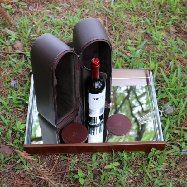 Porta-vinhos para 2 garrafas – couro marrom (3)