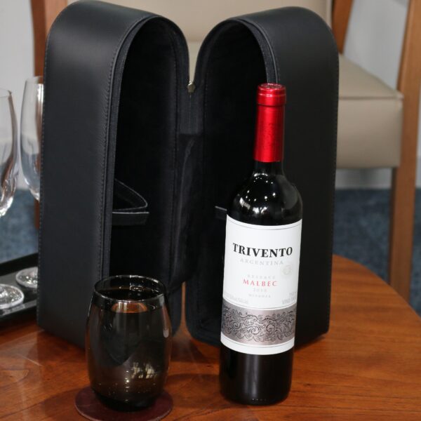 Porta-vinhos para 2 garrafas – couro preto (3)